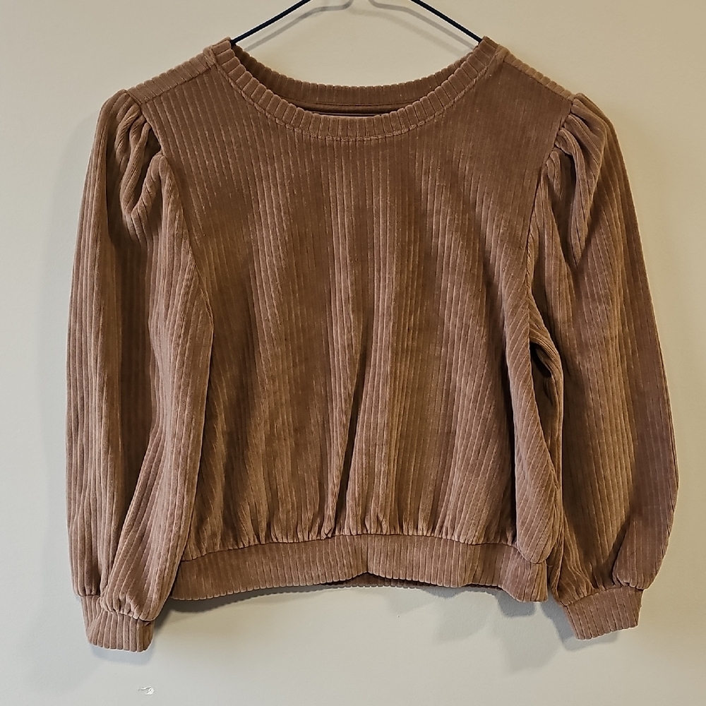 George Girl's Medium Brown Ribbed Fabric Sweater